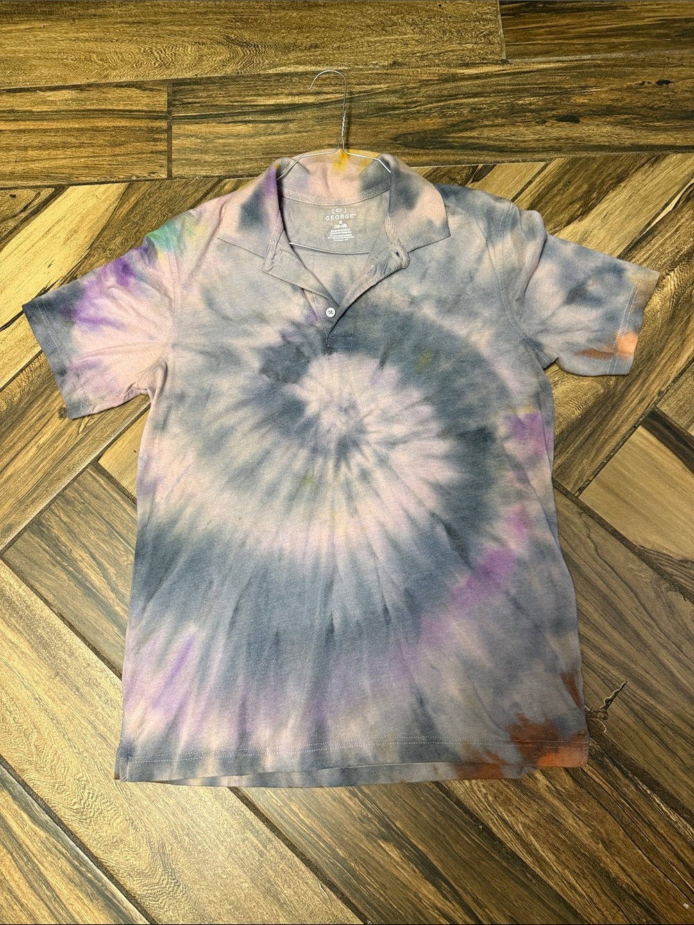 Men’s Pink, Gray & Purple Tie-Dye Polo